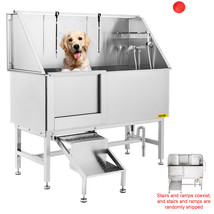 VEVOR 62&quot; Pet Dog Gromming Bath Tub Professional Stainless Steel Wash Station - £1,593.16 GBP