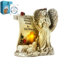 Memorial Statue Garden Angel Solar Led Light Cemetary Grave Decorations Memory - £28.24 GBP