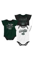 NFL New York Jets Girls Size 6-9M Newest Fan Bodysuit Set 3 Pack Multi-C... - £8.83 GBP