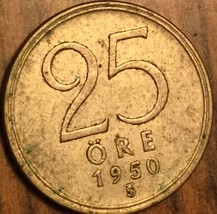 1950 Sweden 25 Ore Coin - £1.88 GBP