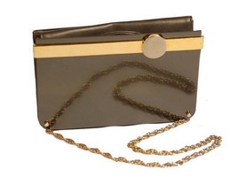 Vintage Clutch Purse Gray Lucite  Meyers 1970’S Chain Handle Unique Look - $36.37