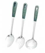 XIAOXGMALL Stainless Steel 3 Pc Serving Spoon Set White Slotted Ladle - €6,39 EUR