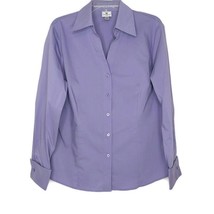 Worthington Womens Blouse Size 16 Long Sleeve Button Front V-Neck Solid Purple - £10.44 GBP