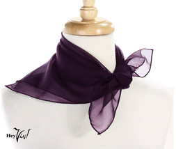 Purple Sheer Chiffon 50s Style Scarf - 21&quot; Square for Neck, Head, Hair -... - £8.45 GBP