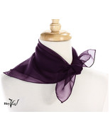 Purple Sheer Chiffon 50s Style Scarf - 21&quot; Square for Neck, Head, Hair -... - £8.43 GBP