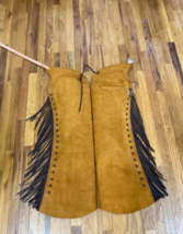 Handmade Suede Leather Cowgirl Step in Leggings Chaps Rowdy Style Western Wear - £71.13 GBP+