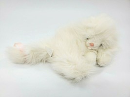 7" Commonwealth Vintage Persian Cat  Laying Furry White Pink Bow Plush Toy B306 - $14.99