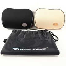 Lot of 2 Travel Ease Neck Support Pillows &amp; Carry Bag Memory Foam Black Beige  - £34.33 GBP