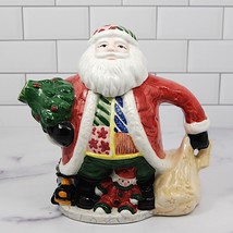 Santa Claus World Bazaars Teapot with Christmas Tree and Gifts Presents Ceramic - $28.49