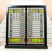 Frank Lloyd Wright Martin House Casement Window Stained Glass Panel Desk Plaque - £87.81 GBP