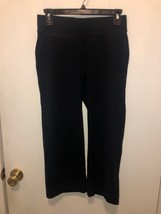 Lands End Women&#39;s XS Cotton Jersey Mid Rise Black Crop Pants Waist 26-28&quot; - £10.89 GBP