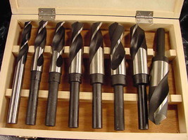 8pc S & D Hss High Speed Steel Jumbo Drill Bit Set w/ Case Big 1" Silver Deming - $49.99