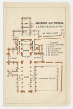 1924 Original Vintage Plan Of Hereford Cathedral / England - $24.22