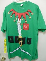 Men&#39;s T-Shirt Fruit of the Loom HD Cotton Christmas Theme XL Green Bells - £4.82 GBP
