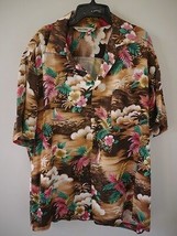 Vintage Brown Colorful Genuine Hawaiian Aloha Holiday Short Sleeve Shirt - £19.60 GBP