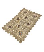 Vintage Crochet Placemat Cross Stitch Embroidery Lace Ecru Beige Handmad... - $16.73 CAD