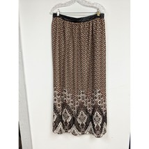 Catos Size 22W Skirt Printed Brown Lined Faux Leather Waist Band Zip - £13.53 GBP