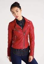 New Women&#39;s Leather Jacket Slim Fit Biker Style Moto Real Leather Jacket - $109.99