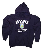 NYPD Men&#39;s Sweatshirt Front Letters &amp; Badge Hoodie Navy Blue - £27.96 GBP+