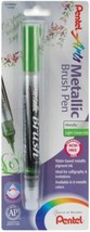 NEW Pentel Arts Metallic Brush Tip Pen LIGHT GREEN Ink GFHMKBP Calligrap... - £5.39 GBP