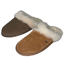 Koolaburra UGG Slippers Women 6 7 Brown Caramel Shearling Suede Scuff Slide Milo - £45.29 GBP