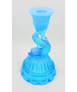 Northwood Glass Dolphin Petticoat Blue Opalescent Candle Holder Shell - £39.17 GBP