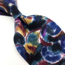 J.T. Beckett Italy Tie Blue Purple Brown Silk Necktie Mens Abstract #I21 Vintage - £12.65 GBP