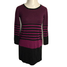 Connected Apparel Cute Sweater Dress ~  Sz S ~ Purple &amp; Black ~ Knee Length - £13.50 GBP