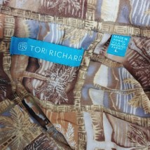 Tori Richard Honolulu Shirt Mens sz L Brown Hawaiian Aloha Beach Palm Trees - £11.69 GBP