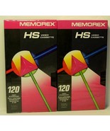  Memorex HS Blank Video Cassettes Lot of 2 VHS 120 High Standard SEALED - £7.01 GBP