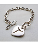 LAVAGGI SOARING 925 STERLING SILVER ANGEL HEART CHARM ROLO LINK BRACELET... - $3,122.35 MXN