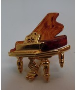 AVON (Stamped) Vintage Piano Pin Gold Tone Amber Color Lapel Enamel Coll... - £19.57 GBP