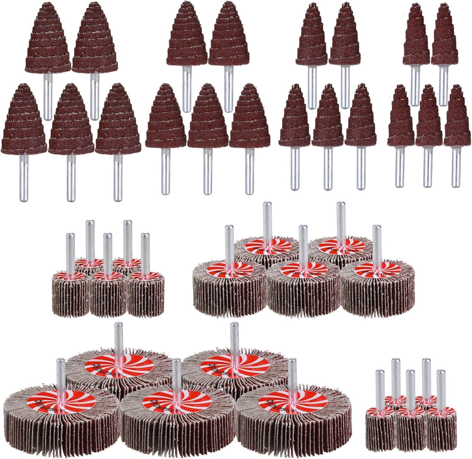 Cone-Shaped Rocaris 80 Grit Aluminum Oxide Flap Wheel Sander Set, 40 Pac... - $32.97