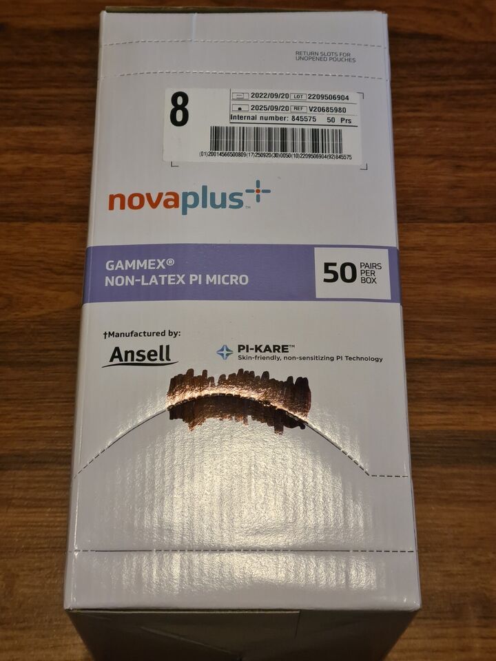 50-Pairs NovaPlus Gammex Non-Latex PI Micro Surgical Gloves Size 8 - $39.19