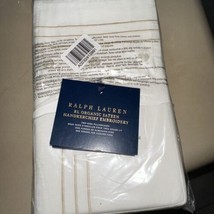 Ralph Lauren Organic Handkerchief Embroidered Coastal Sand King Pillowcases Nip - £59.11 GBP