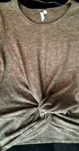 Cable &amp; gauge blouse size L women twist / knot front shirt long sleeve grayish - £7.95 GBP