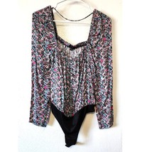 AFRM Nordstrom Floral Long Sleeve Bodysuit Black Multi Size XS NEW - $20.00