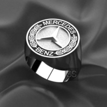 Mercedes Ring, Mercedes Signet Ring, Benz Ring, Men&#39;s Ring Solid 925 Silver Ring - $70.19