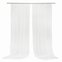 Wrinkle-Free Wedding Backdrop Curtains With Silver Spark 2 Panels 5Ft X 10Ft Whi - £42.99 GBP