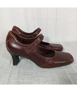 NURTURE Leather COMFORT Mary Jane Shoes Brown Heels Strap Square Toe SZ 7.5 - $1,076.89 MXN