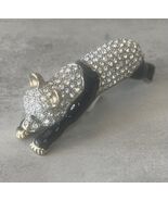 Vintage Panda Bear Brooch – Black Enamel &amp; Rhinestones Goldtone Green Eyes - $27.53 CAD