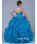 NEW* Little Rosie Girls Long National Pageant Dress Dress LR2040 Turquoi... - $420.40