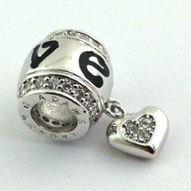 Lauren G Adams Love and Heart Charm, Rhodium/Crystals, Fits All Brands - £18.97 GBP