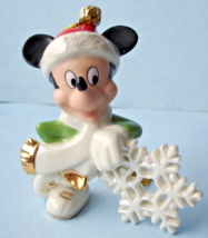 Lenox Disney Mickey Mouse with Snowflake Ornament Gold Trim 4&quot; #878934 New - £28.60 GBP
