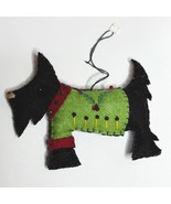 Felt Scottie Dog Wearing Green Sweater Christmas Ornament - $11.88