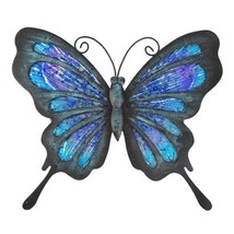 Handmade Blue Metal Butterfly Wall Artwork for Garden Decoration Miniatures Stat - £42.97 GBP