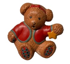 Hallmark Christmas Bear Brooch Pin Vintage Holiday Teddy Bear - $12.97