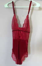 Adore Me Women&#39;s Lingerie Lace Mesh Bodysuit 08100 Rumba Red Medium - £11.38 GBP