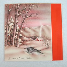 Vintage Christmas Card &amp; Envelope Snow Cabin Stream John Greenleaf Whittier Poem - £7.98 GBP