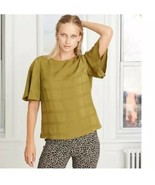 A New Day™ ~ Size XL ~ Jacquard ~ Short Sleeve ~ Woven Top/Blouse ~ Oliv... - $49.11 CAD
